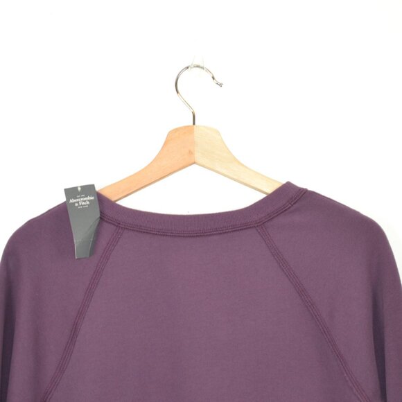 Abercrombie & Fitch Crewneck Pullover Tie Hem Womens M Sweatshirt Purple Cropped - Picture 6 of 9